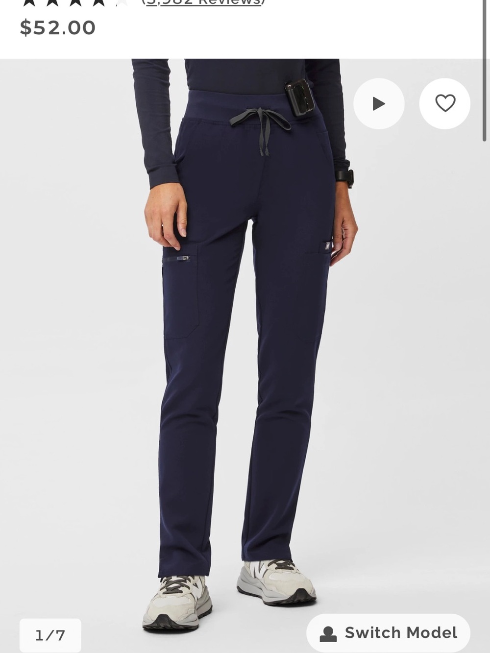 Figs women’s Yola high-rise slim scrub pant navy color
